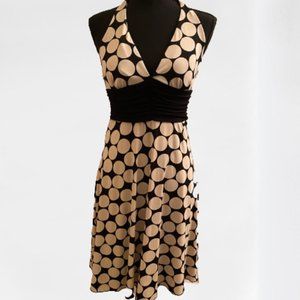 Speechless Halter Pin-Up Girl Style Black/Cream Dress with Circle Pattern